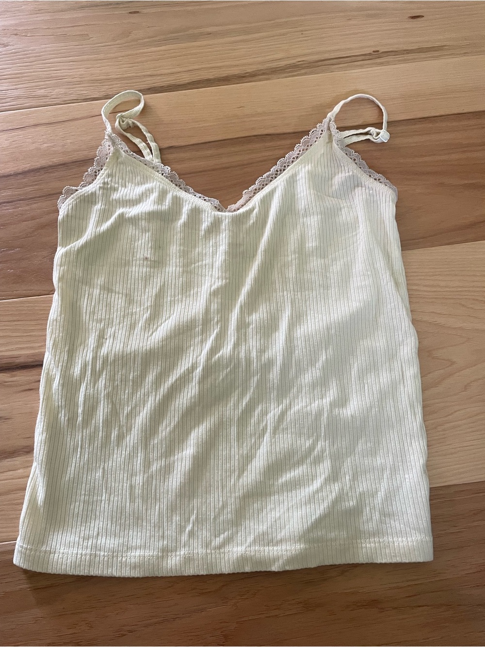Aritzia Lace Trim Butter Yellow Tank Top